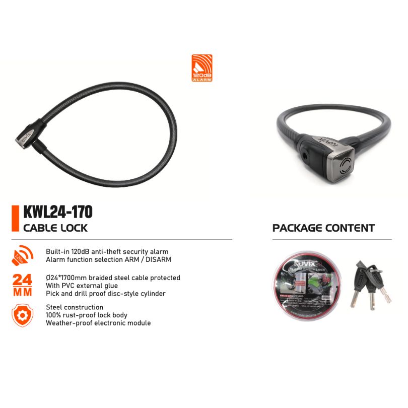 Kovix KWL24-170  Alarm Cable Lock