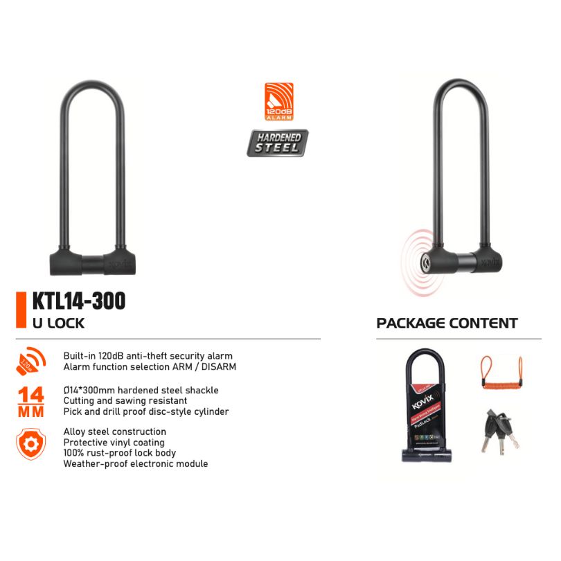 Kovix KTL14-300 Alarm U Lock
