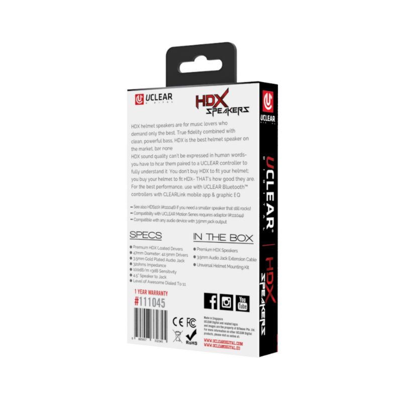 Uclear HDXtreme High Definition helmet speakers