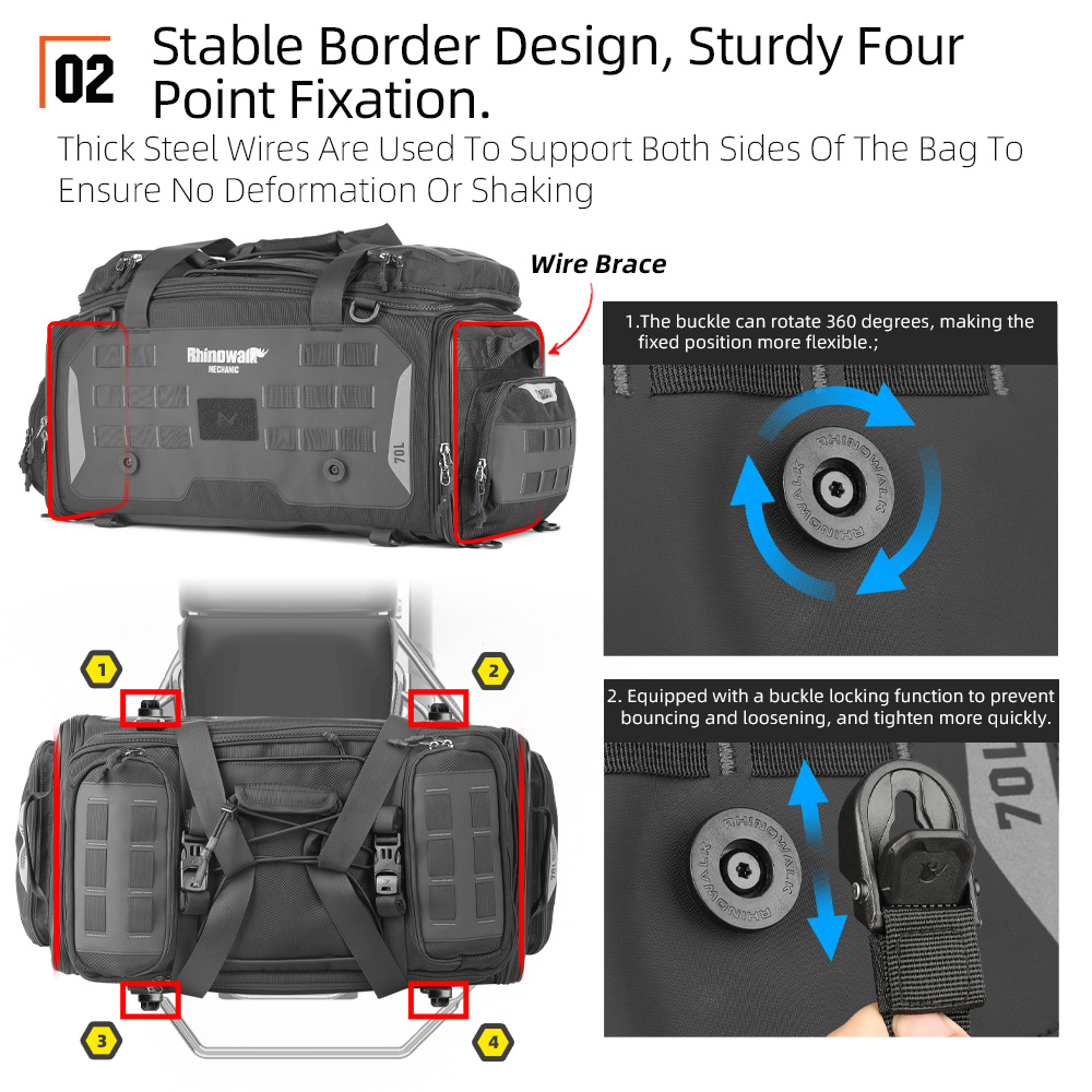 Rhinowalk Mechanic Motorcycle Touring Seat Bag 70L