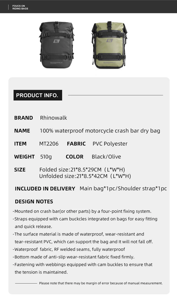 Rhinowalk 6L Waterproof crash bar bags