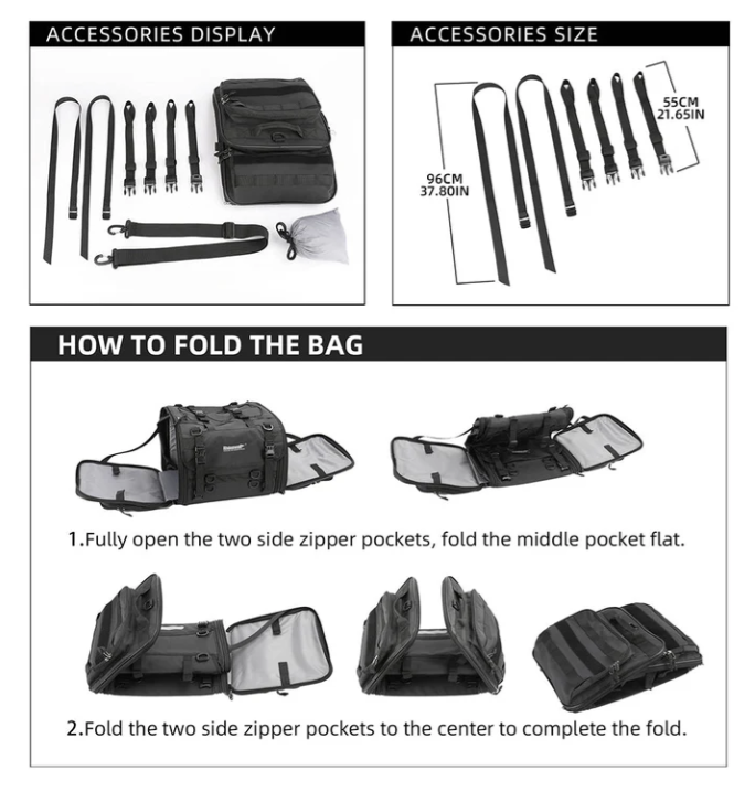 Rhinowalk 33-45L Tail  bag with expandable