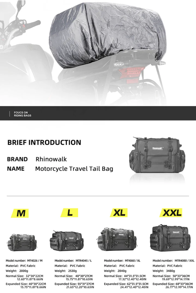 Rhinowalk 33-45L Tail  bag with expandable