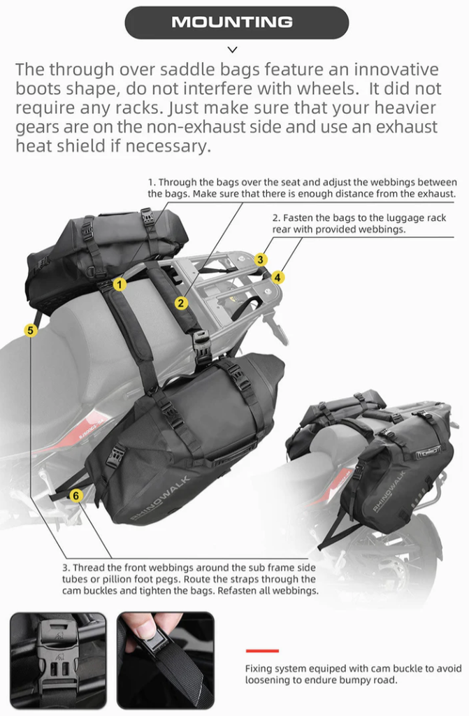 Rhinowalk Motorcycle waterproof Pannier Side Bags 9L - 18L