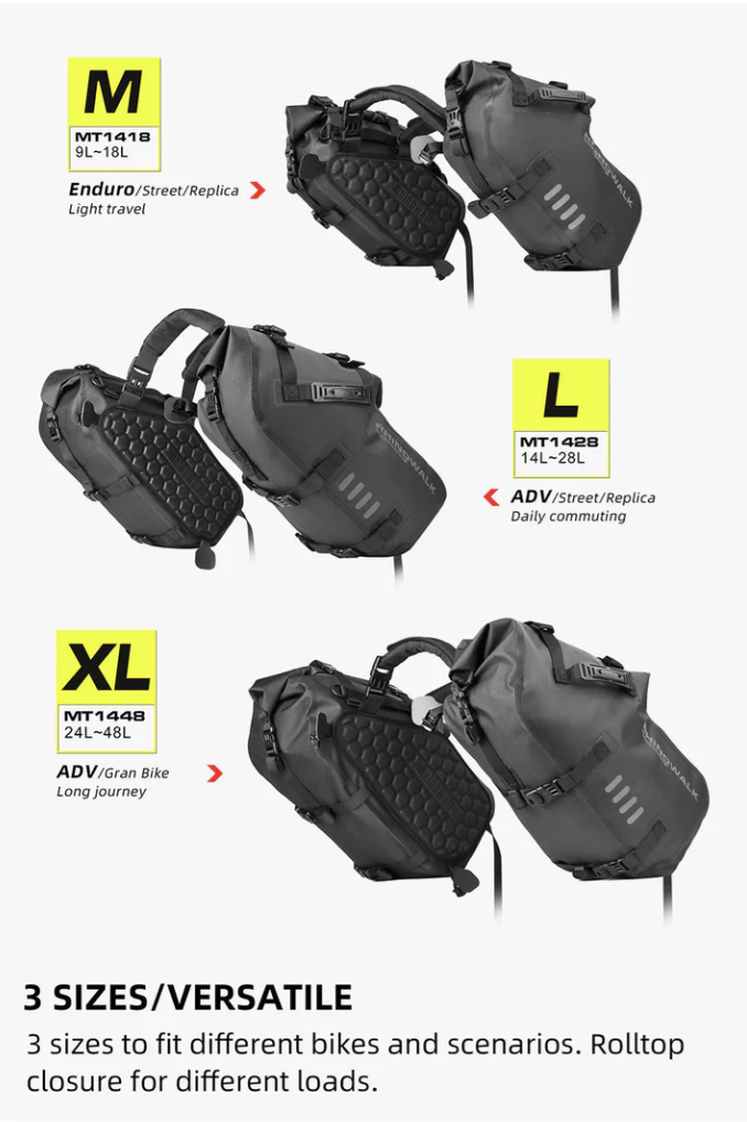 Rhinowalk Motorcycle waterproof Pannier Side Bags 9L - 18L