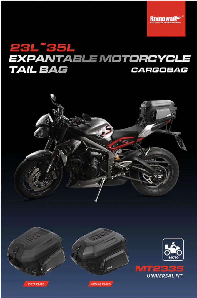 Rhinowalk Expandable Motorcycle Tail Cargo bag 23L - 35L