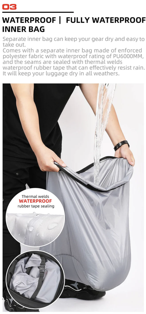 Rhinowalk Expandable Motorcycle Tail Cargo bag 23L - 35L