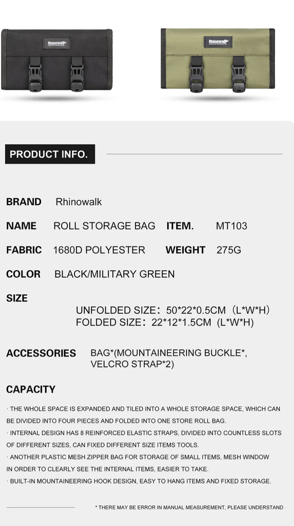 Rhinowalk MT103 Motorcycles Heavy Duty Tool Bag Wrap