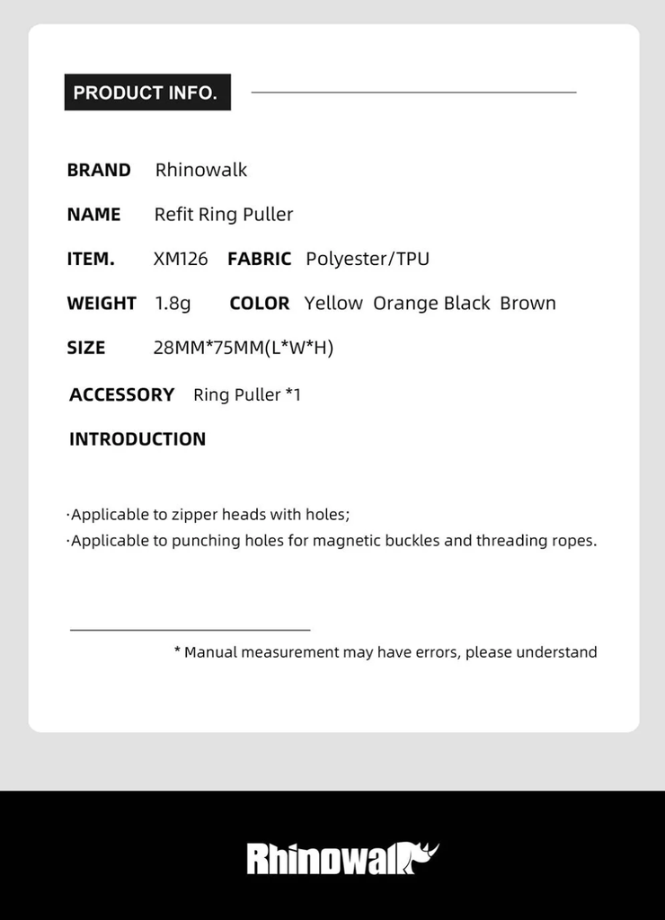 Rhinowalk XM126BK Zipper puller