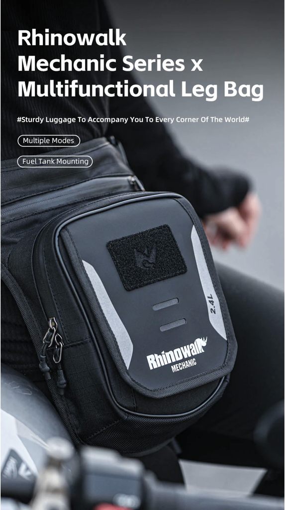 Rhinowalk MJX2008WT 2.4L Motorcycle Tank Bag – Leg & Waist Bag Waterproof