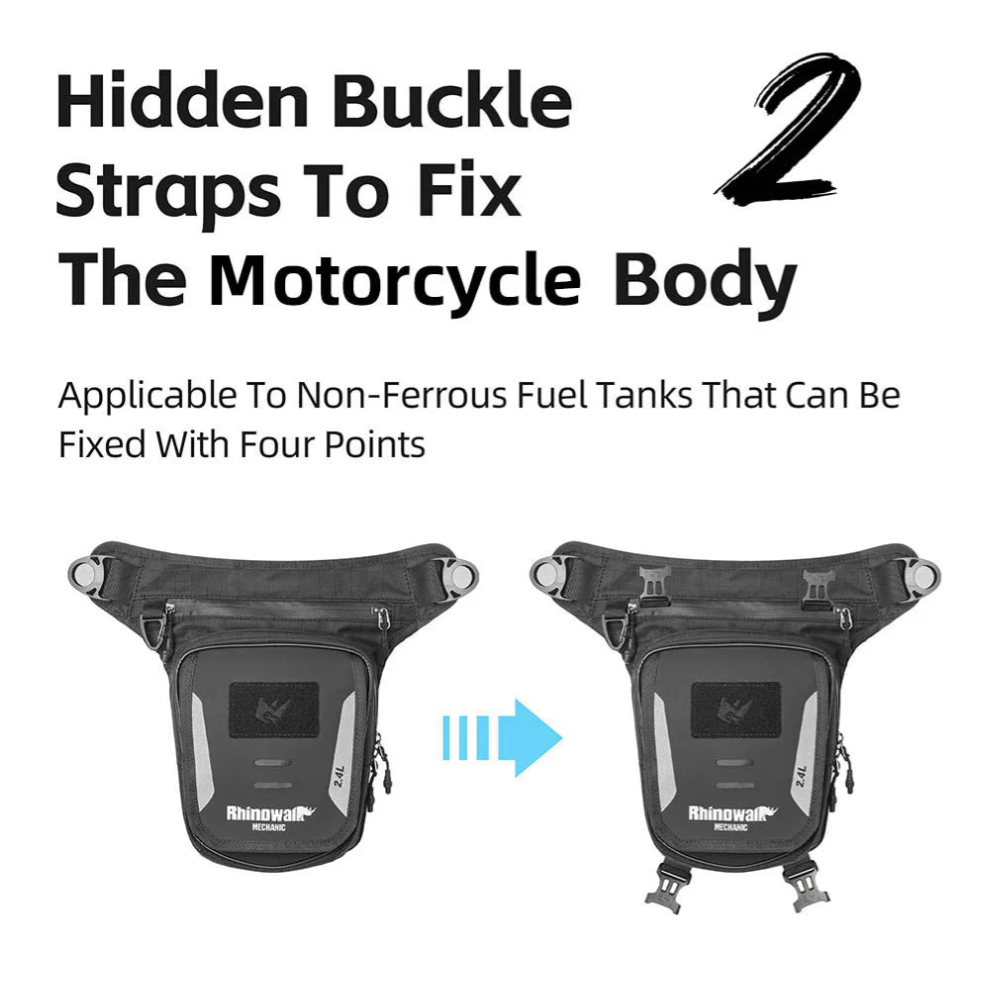 Rhinowalk MJX2008WT 2.4L Motorcycle Tank Bag – Leg & Waist Bag Waterproof