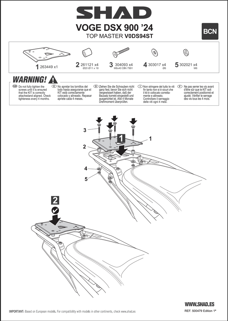 SHAD TOP CASE KIT VOGE 900 DSX