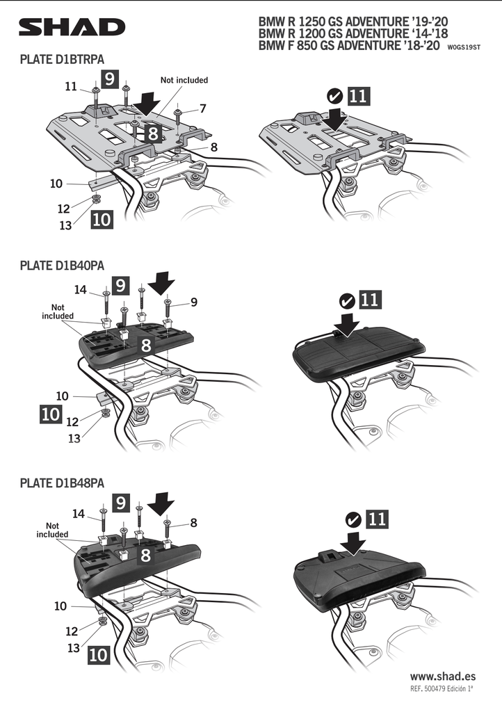 SHAD TOP CASE KIT BMW F900GS/ R1200/1250GS ADVENTURE