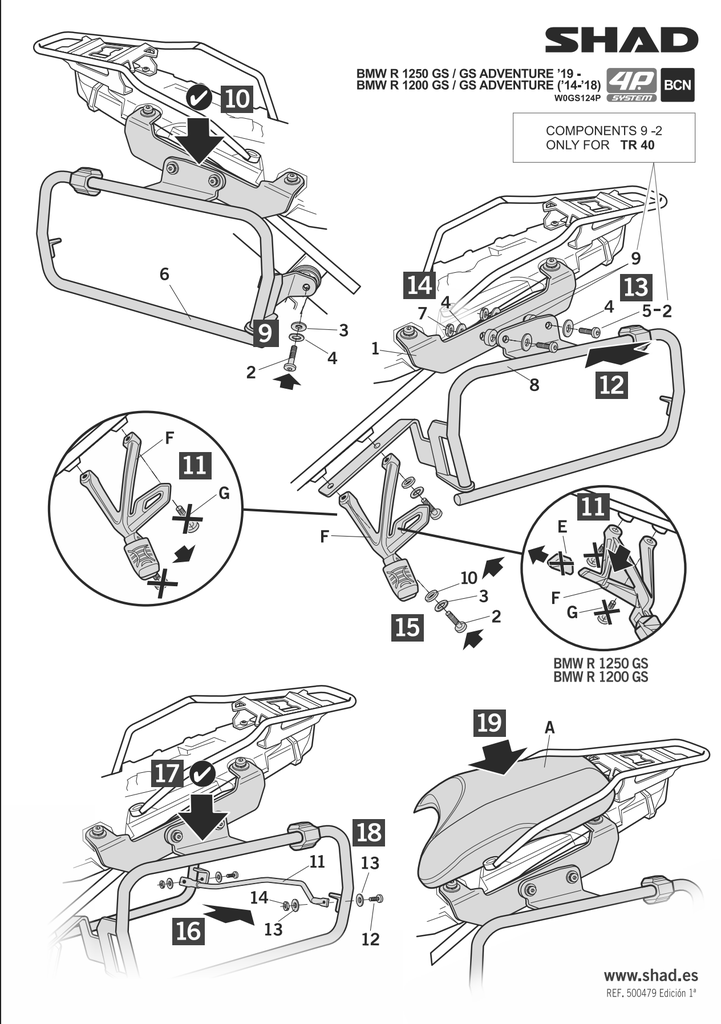SHAD 4P SYSTEM SIDE CASE KIT BMW R1200/R1250GS ADVENTURE