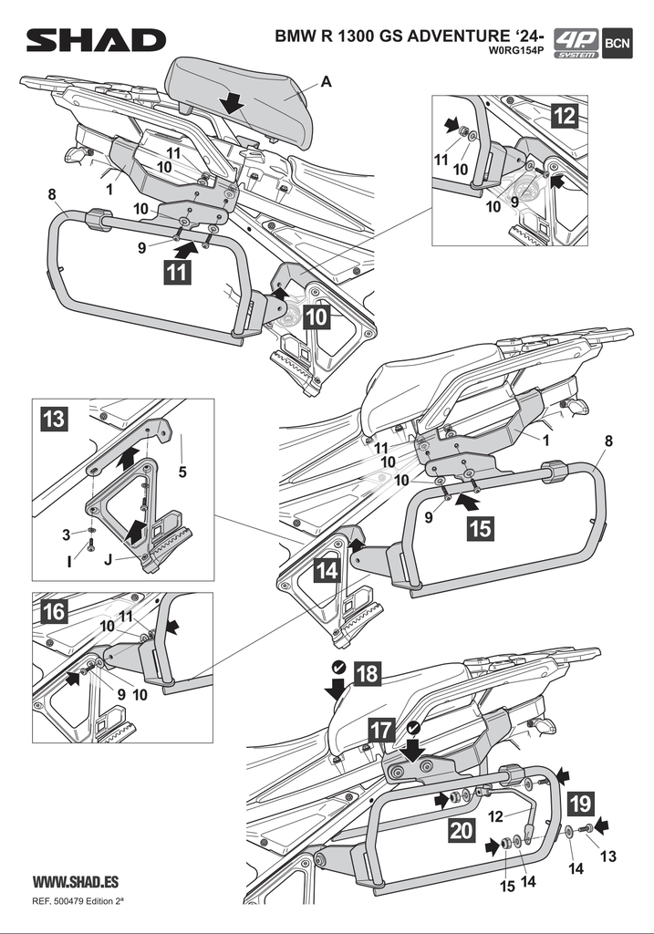 SHAD 4P SYSTEM SIDE CASE FITTING KIT BMW R1300GS ADVENTURE