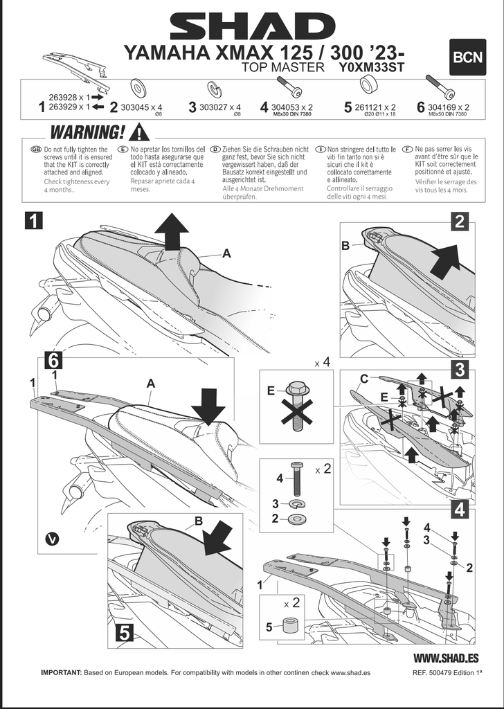 SHAD TOP CASE KIT YAMAHA XMAX 125/300 TECH
