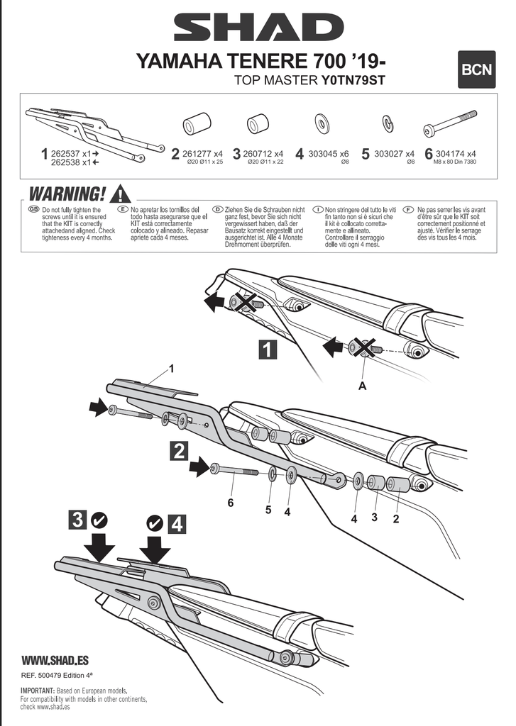 SHAD TOP CASE KIT YAMAHA TENERE 700