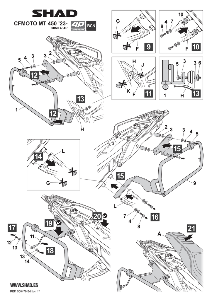 SHAD 4P SYSTEM SIDE CASE KIT CF MOTO 450 MT