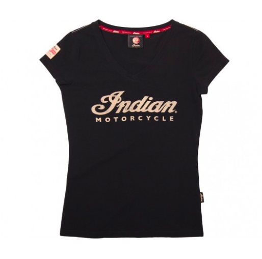 Indian W Tee V-Neck Ecru Logo