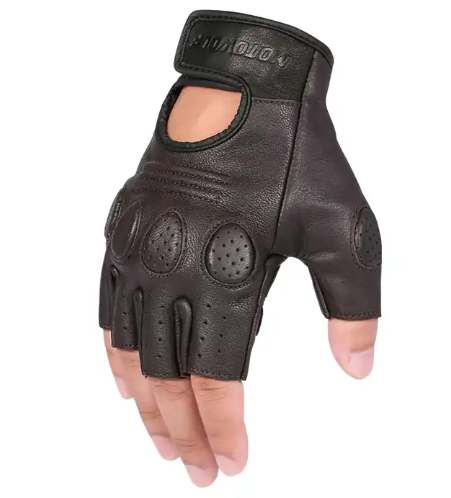 MOT-0311B Motowolf Leather Classic Fingerless Gloves