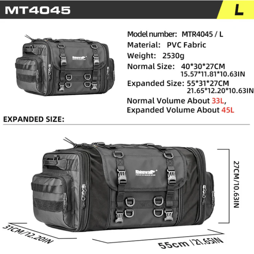 [RNW-MTR4045BK] Rhinowalk 33-45L Tail Bag with Expandable Storage