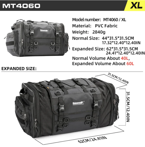 [RNW-MTR4060BK] Rhinowalk 40-60L Tail Bag with Expandable Storage